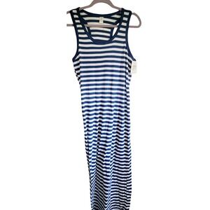 West Loop XL Blue White Maxi Dress‎ Women's Striped Racerback Sleeveless NWT